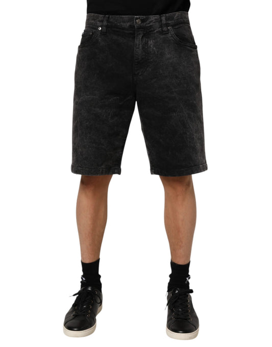 Dolce &amp; Gabbana – Schwarze Bermudashorts aus Baumwoll-Denim mit mittlerer Taille für Herren
