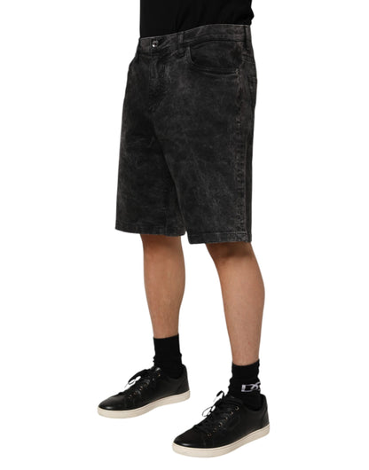 Dolce &amp; Gabbana – Schwarze Bermudashorts aus Baumwoll-Denim mit mittlerer Taille für Herren