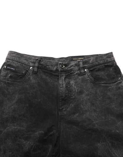 Dolce &amp; Gabbana – Schwarze Bermudashorts aus Baumwoll-Denim mit mittlerer Taille für Herren