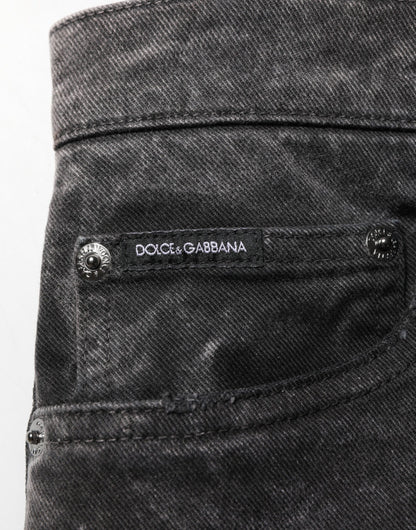 Dolce &amp; Gabbana – Schwarze Bermudashorts aus Baumwoll-Denim mit mittlerer Taille für Herren
