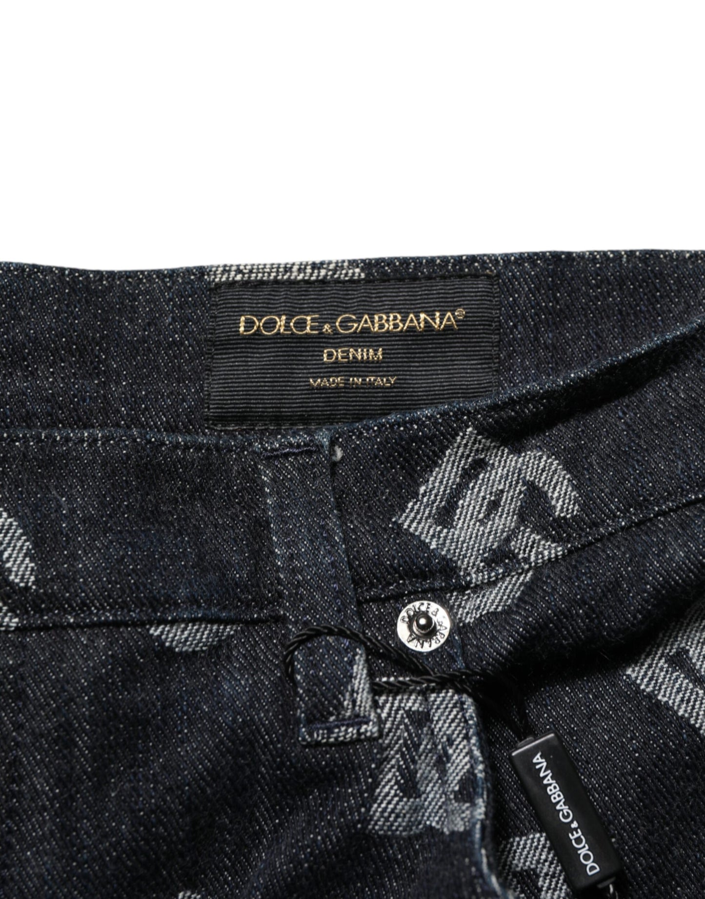 Dolce &amp; Gabbana – Schwarze Cargo-Bermudashorts aus Denim mit Monogramm für Herren