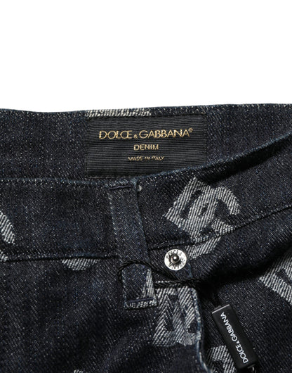 Dolce &amp; Gabbana – Schwarze Cargo-Bermudashorts aus Denim mit Monogramm für Herren