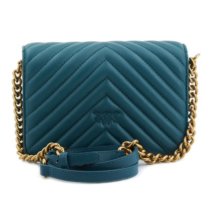 PINKO Blue Calfskin Women Crossbody Bag