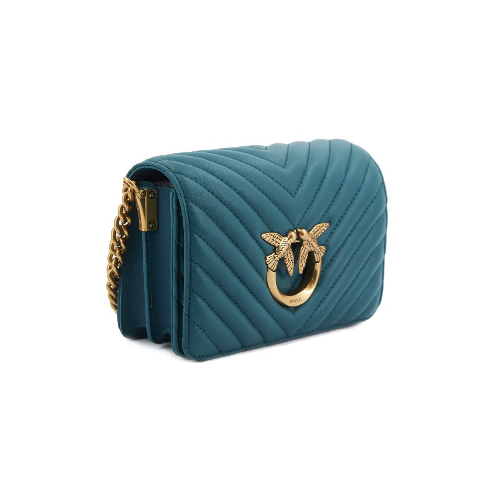 PINKO Blue Calfskin Women Crossbody Bag