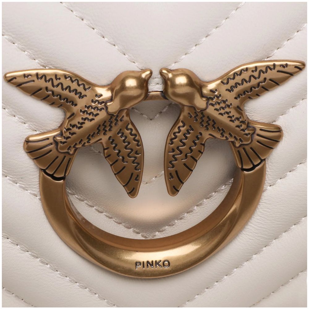 PINKO Damen-Umhängetasche aus weißem Kalbsleder
