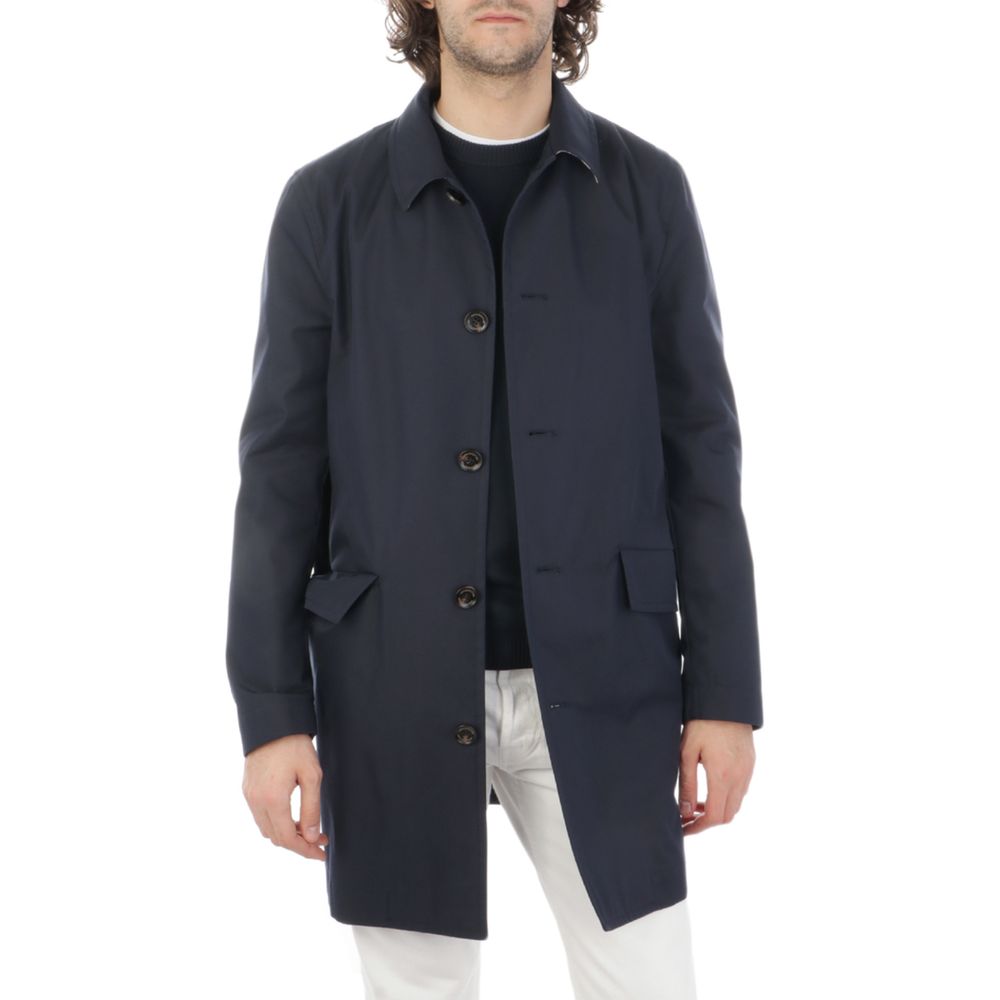Aquascutum Blauer Baumwoll-Regenmantel für Herren