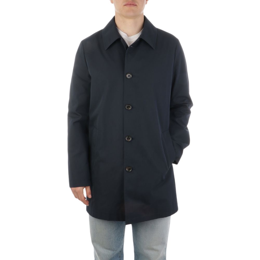 Aquascutum Herren-Trenchcoat aus blauer Baumwolle
