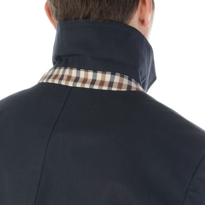 Aquascutum Herren-Trenchcoat aus blauer Baumwolle