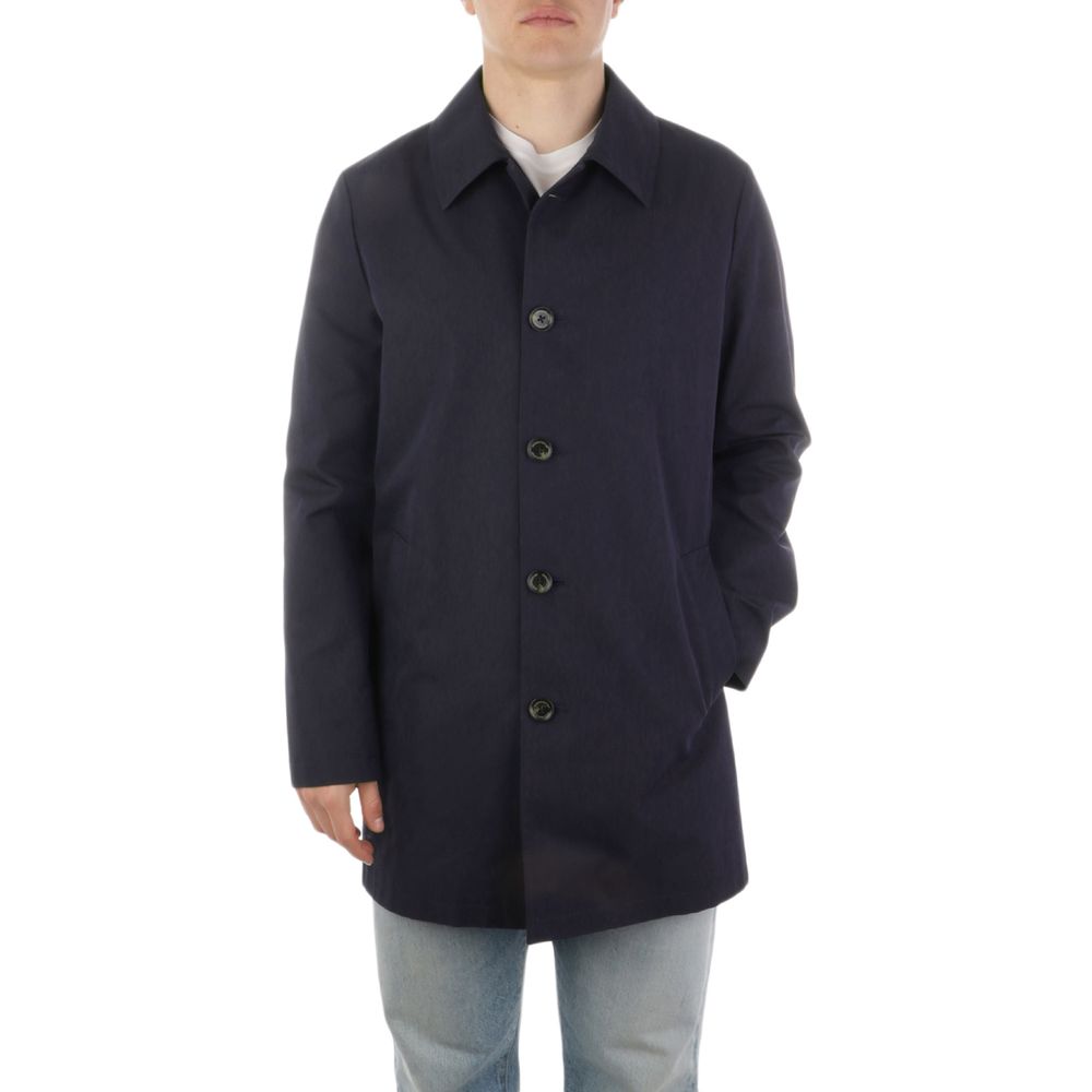 Aquascutum Herren-Trenchcoat aus blauer Baumwolle