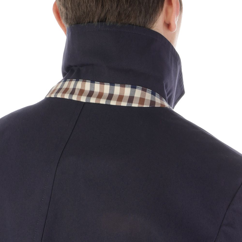 Aquascutum Herren-Trenchcoat aus blauer Baumwolle