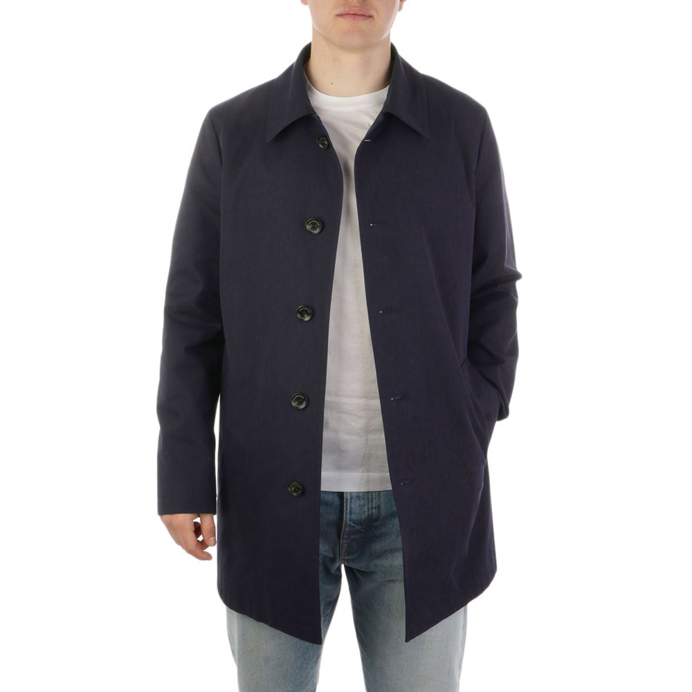 Aquascutum Herren-Trenchcoat aus blauer Baumwolle