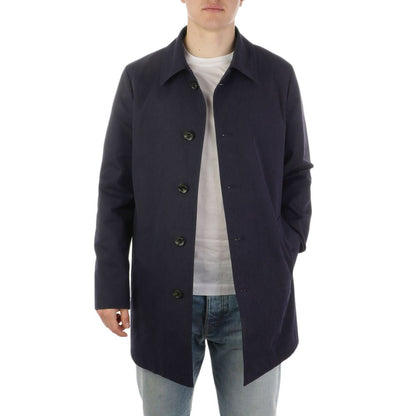 Aquascutum Herren-Trenchcoat aus blauer Baumwolle