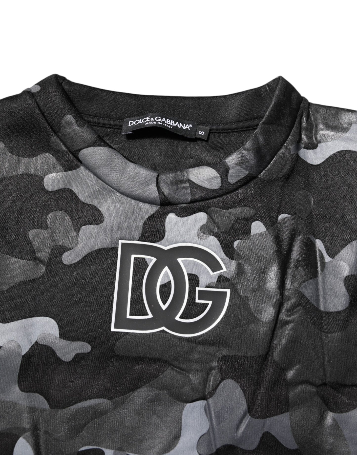 Dolce &amp; Gabbana Schwarzer Camouflage-Sweatshirtpullover mit Rundhalsausschnitt