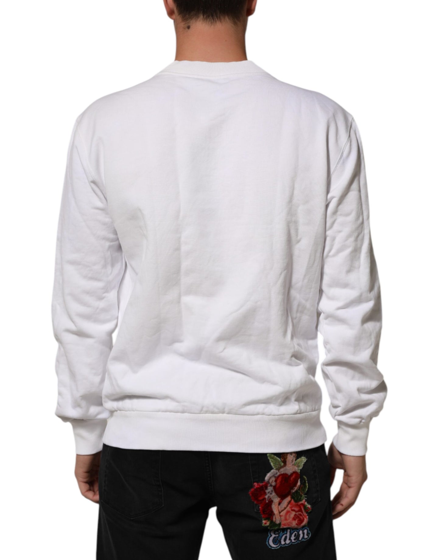 Dolce &amp; Gabbana Weißer Sweatshirt-Pullover mit geprägtem Logo für Herren