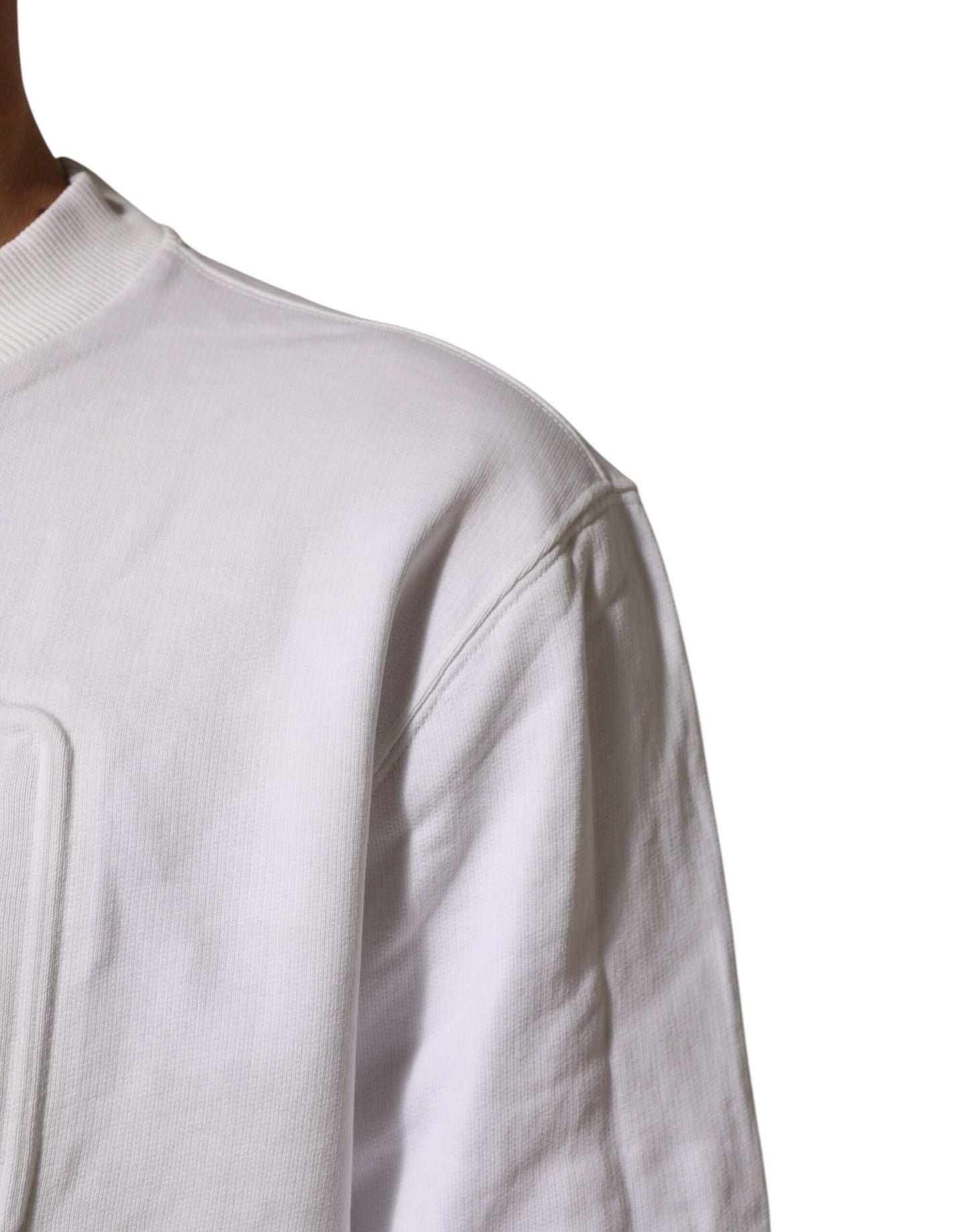 Dolce &amp; Gabbana Weißer Sweatshirt-Pullover mit geprägtem Logo für Herren