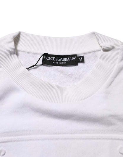 Dolce &amp; Gabbana Weißer Sweatshirt-Pullover mit geprägtem Logo für Herren