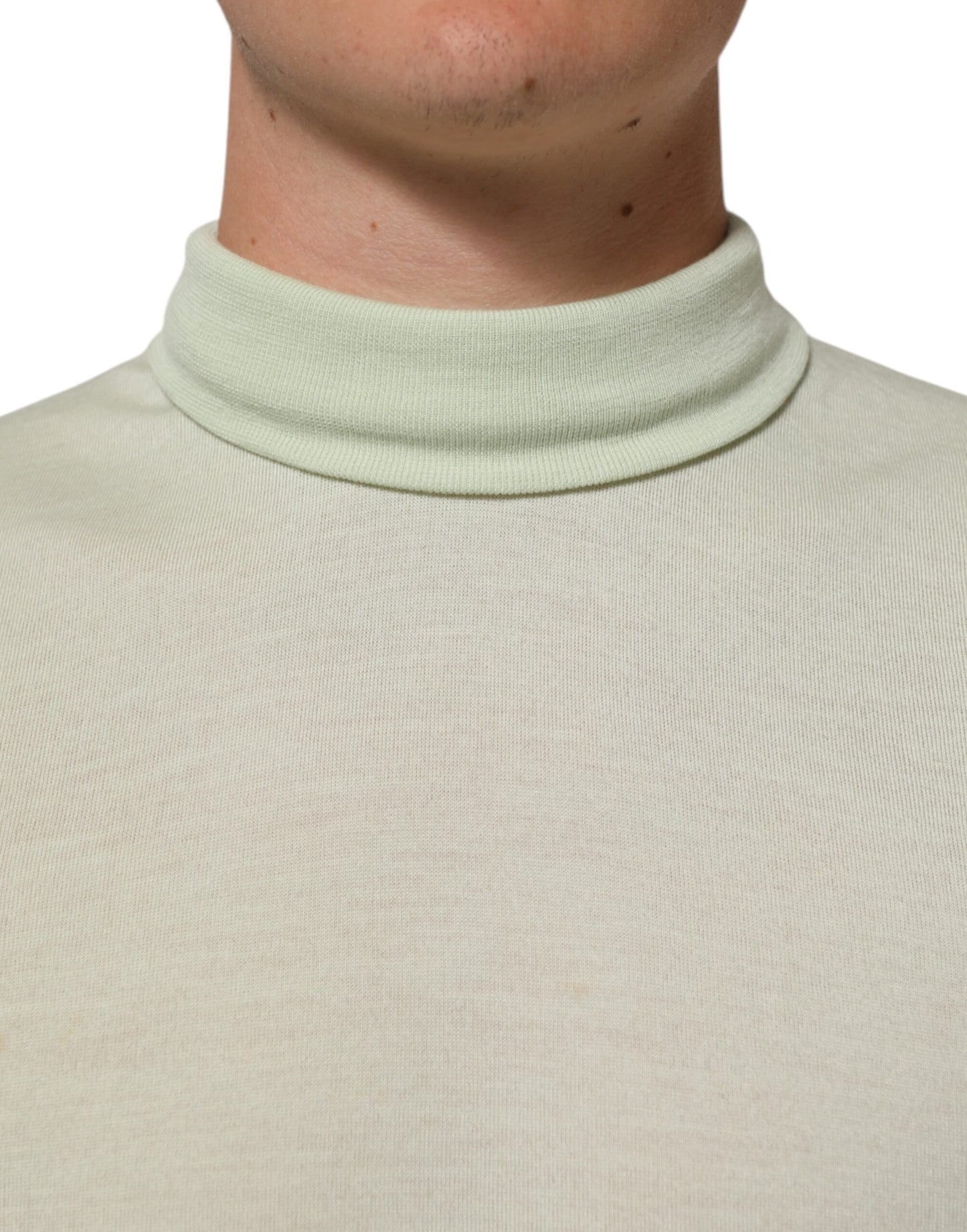 Dolce &amp; Gabbana Hellgrüner Rollkragenpullover mit Logo