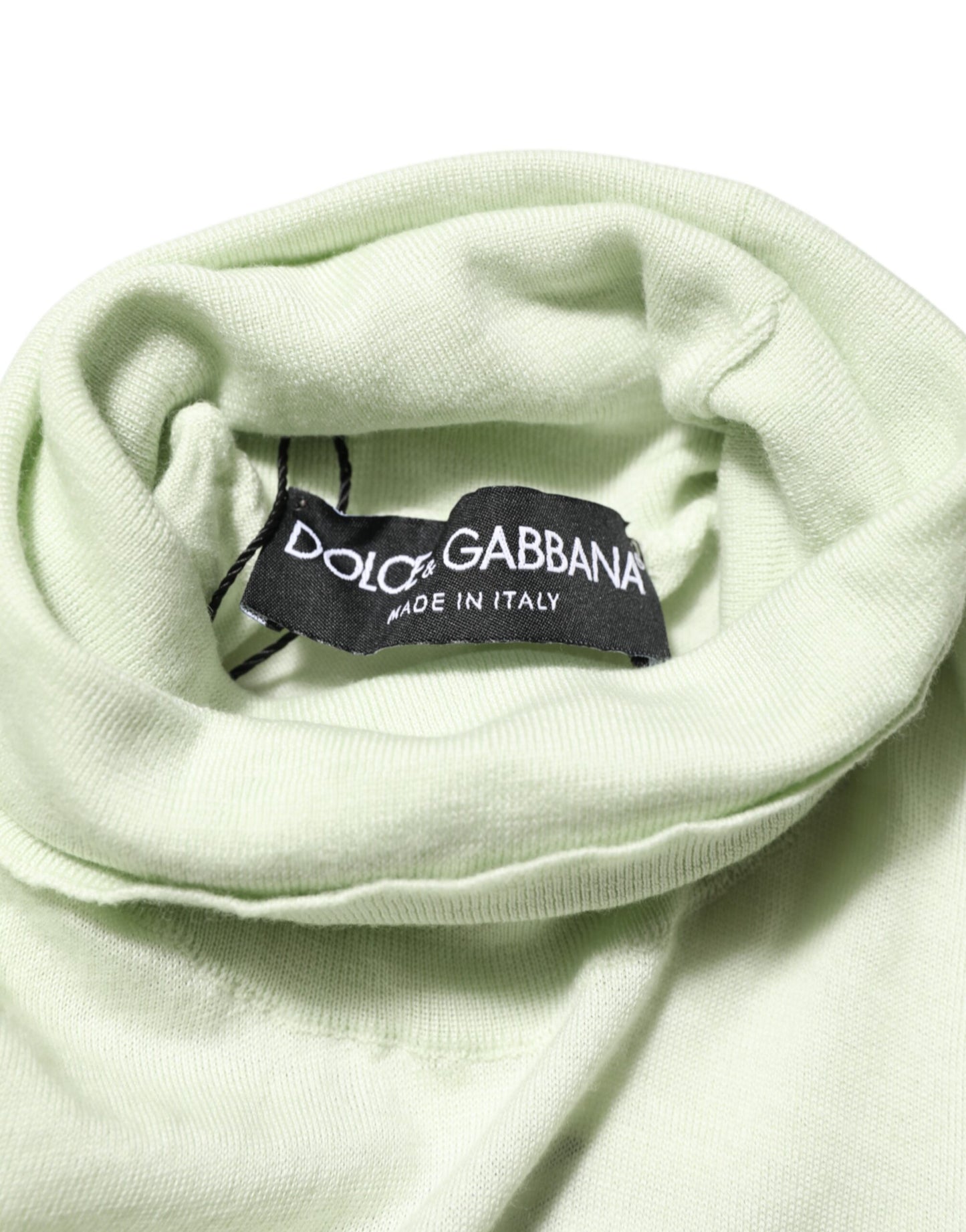Dolce &amp; Gabbana Hellgrüner Rollkragenpullover mit Logo