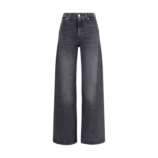 7FOR Schwarze Baumwoll-Jeans mit geradem Bein