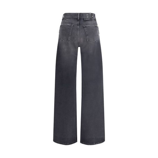 7FOR Schwarze Baumwoll-Jeans mit geradem Bein