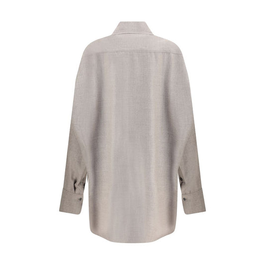 Di Stavnitser Gray Fleece Wool Dress Shirt