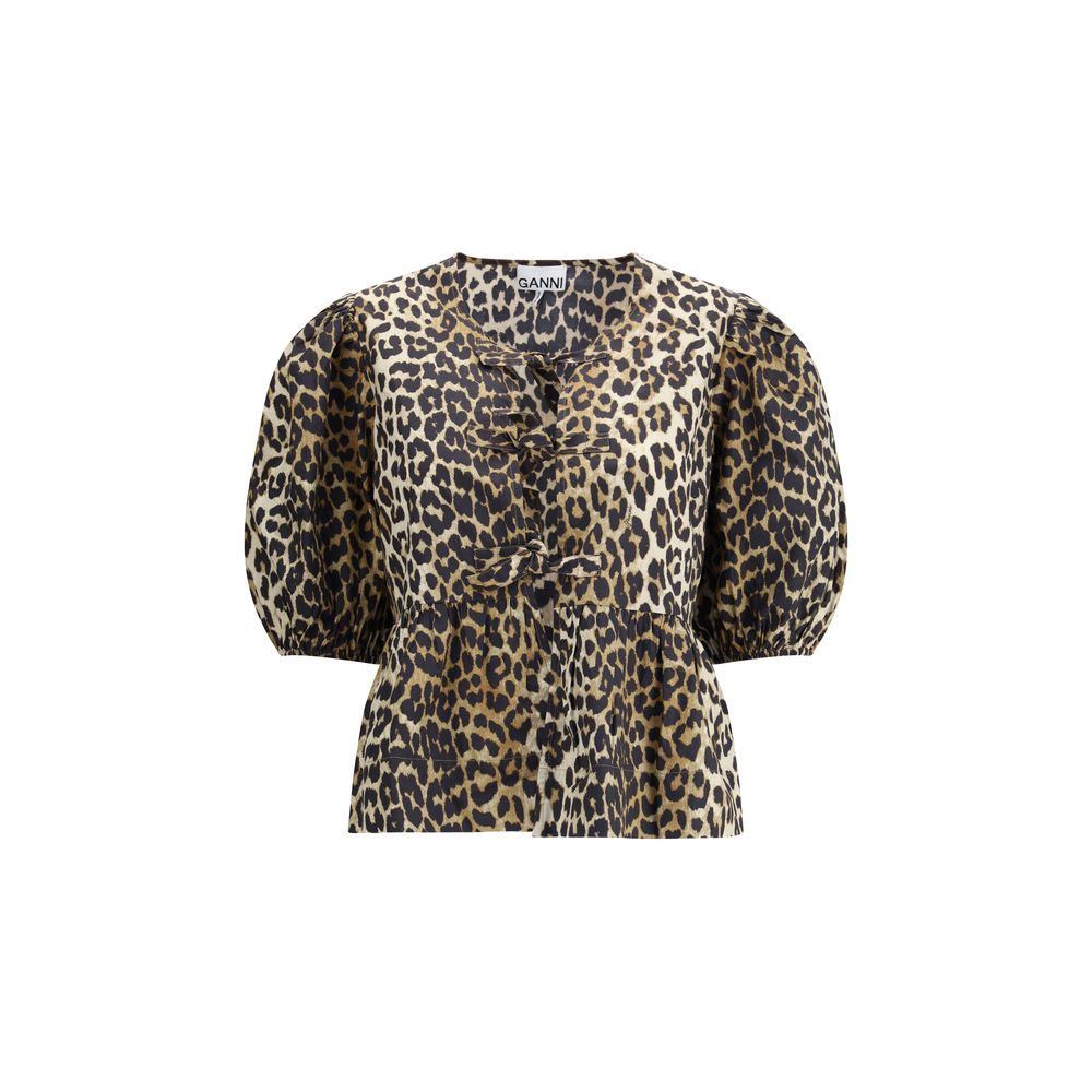 Ganni Leoparden-Baumwollhemd