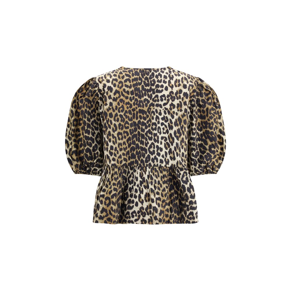 Ganni Leoparden-Baumwollhemd