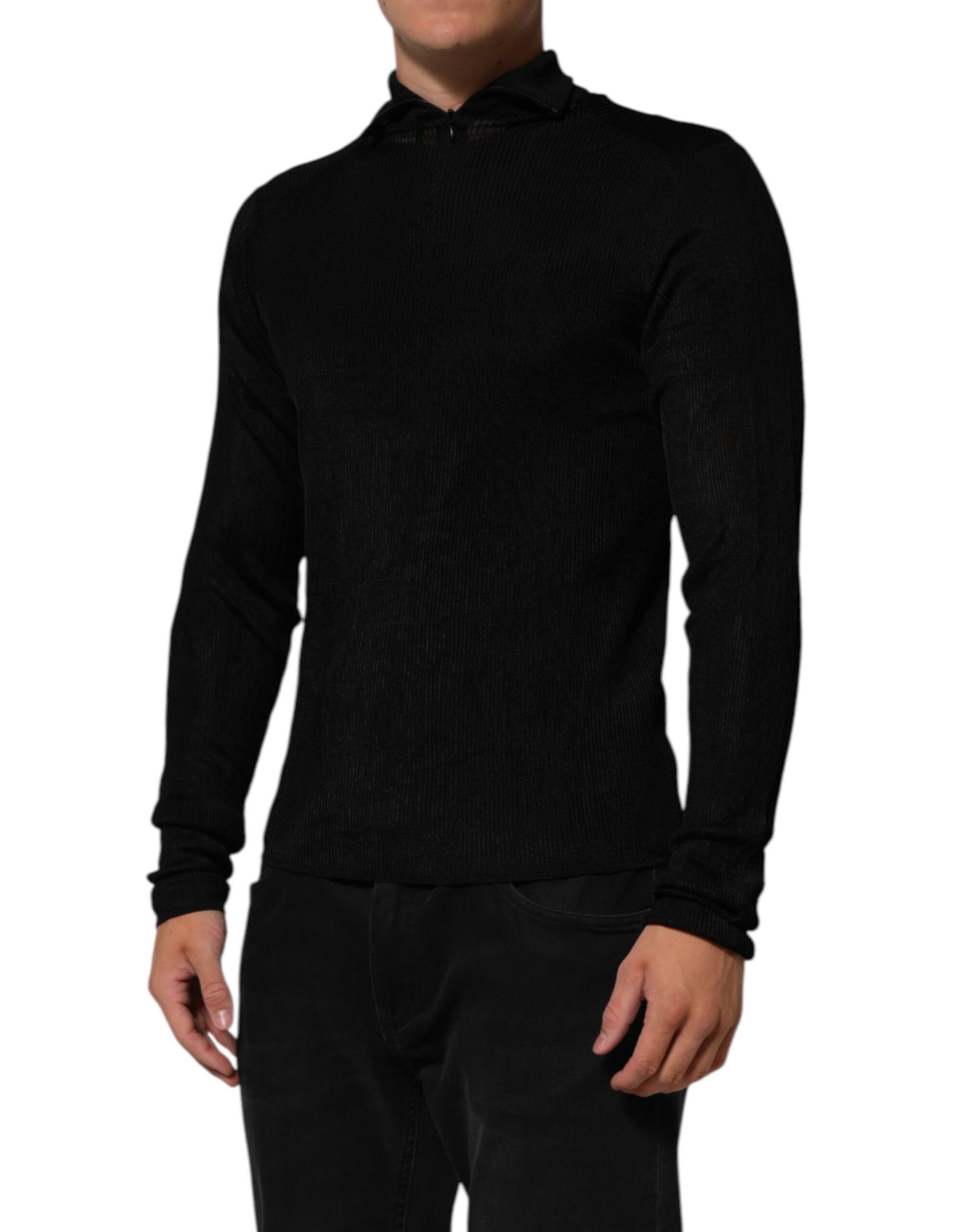 Dolce &amp; Gabbana – Schwarzer Rollkragenpullover aus Viskose