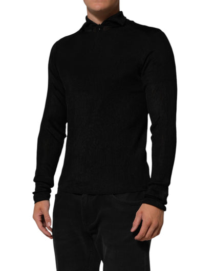 Dolce &amp; Gabbana – Schwarzer Rollkragenpullover aus Viskose