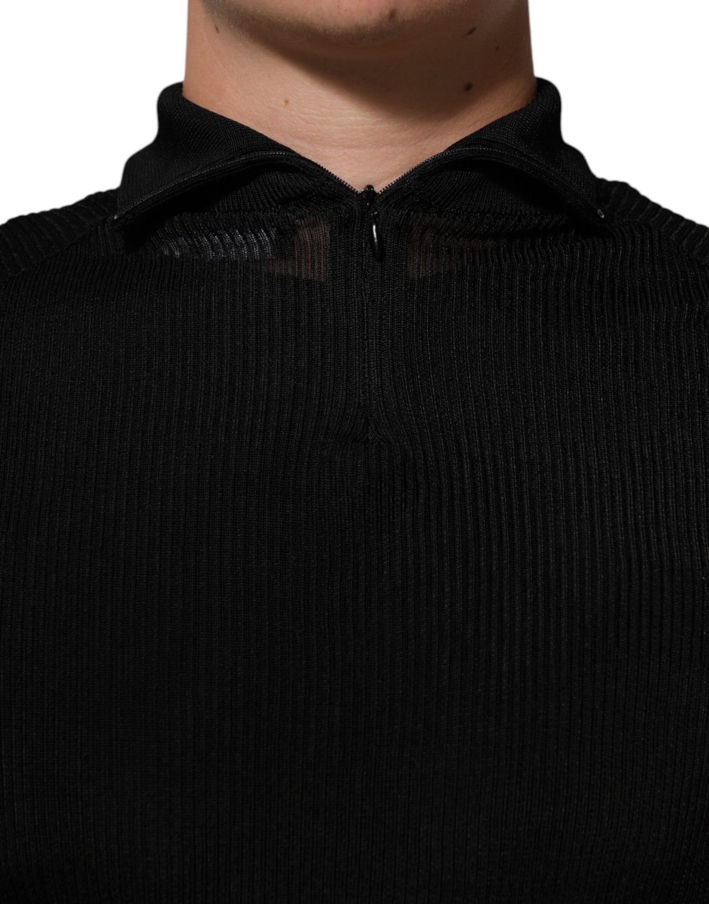 Dolce &amp; Gabbana – Schwarzer Rollkragenpullover aus Viskose