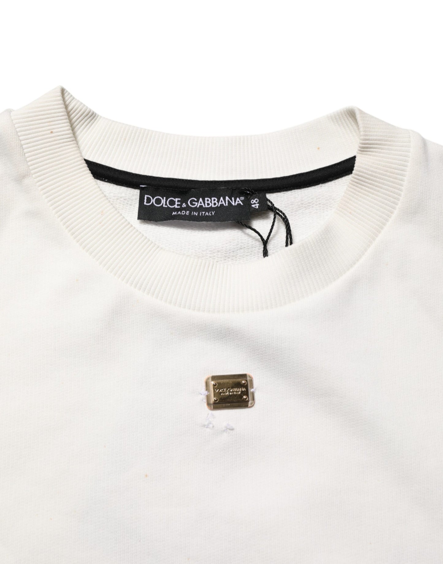 Dolce &amp; Gabbana – Weißes Sweatshirt mit Rundhalsausschnitt und DG-Logo