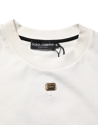Dolce &amp; Gabbana – Weißes Sweatshirt mit Rundhalsausschnitt und DG-Logo