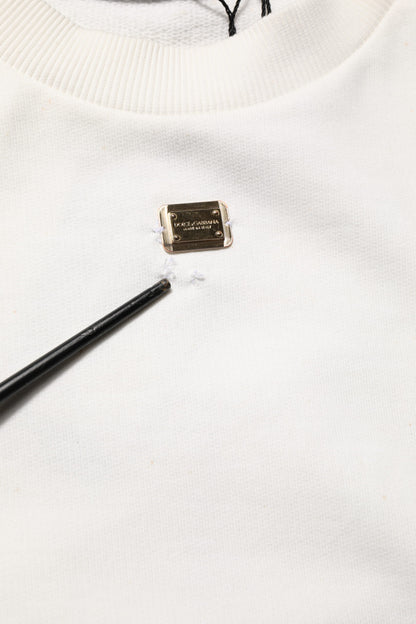 Dolce &amp; Gabbana – Weißes Sweatshirt mit Rundhalsausschnitt und DG-Logo