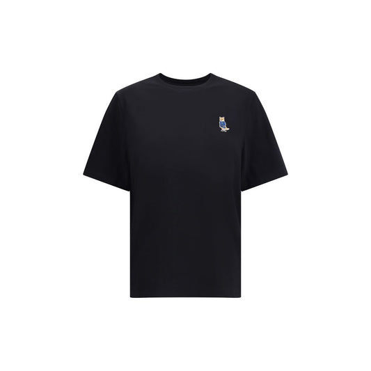 Maison Kitsuné Schwarzes Baumwoll-T-Shirt
