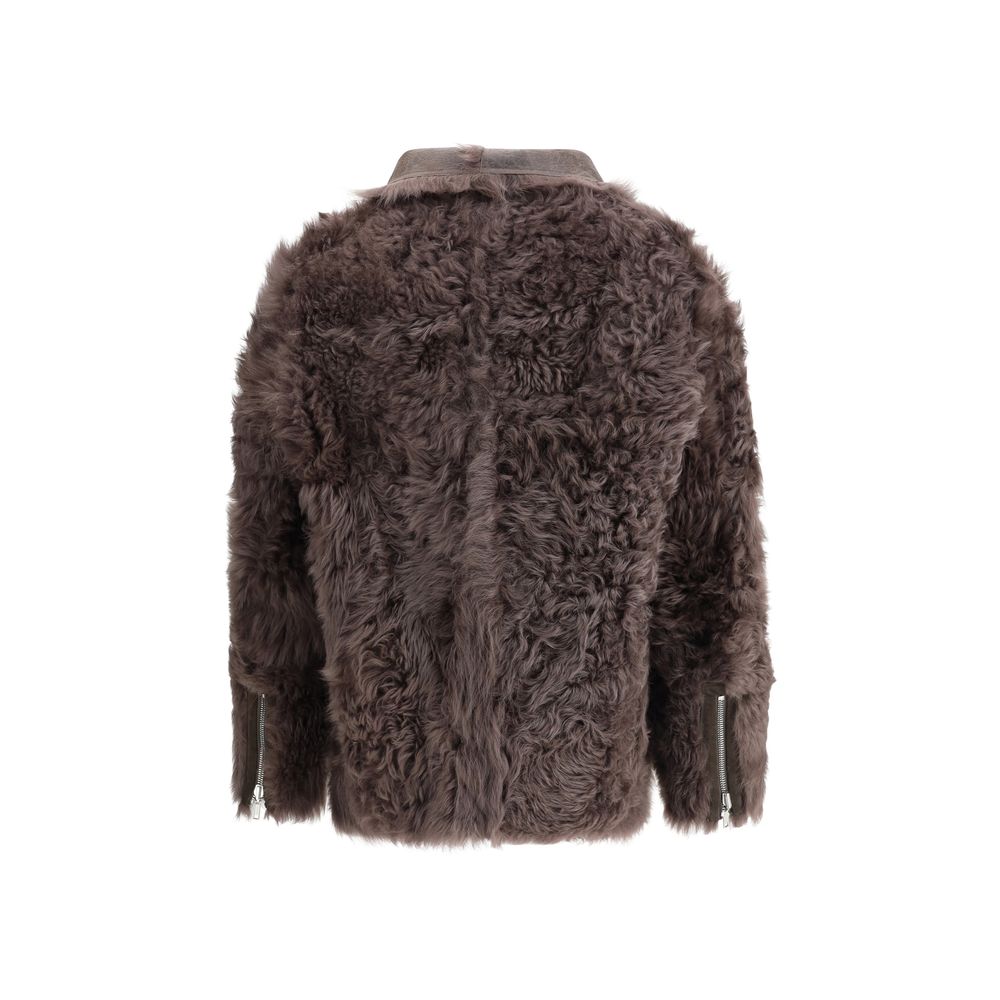Rick Owens Bikerjacke aus braunem Lammnappa-Leder