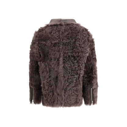 Rick Owens Bikerjacke aus braunem Lammnappa-Leder