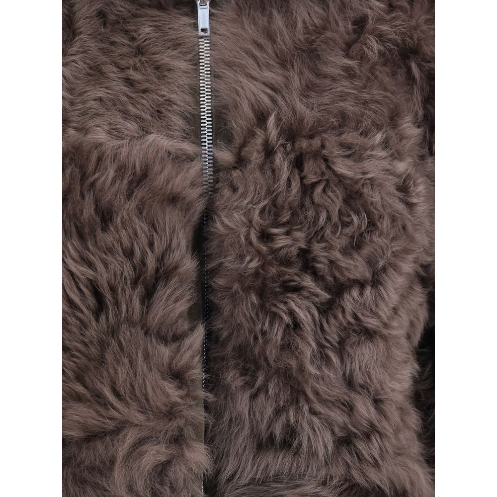 Rick Owens Bikerjacke aus braunem Lammnappa-Leder