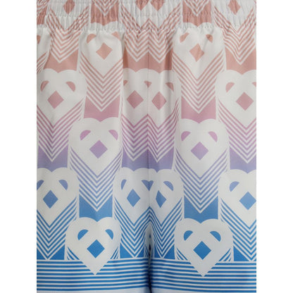 Casablanca Seidenshorts mit Farbverlauf und Herz-Monogramm
