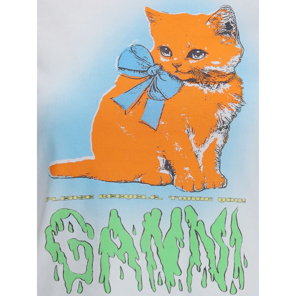 T-Shirt mit Ganni-Kitty-Print