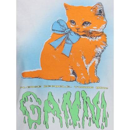 T-Shirt mit Ganni-Kitty-Print
