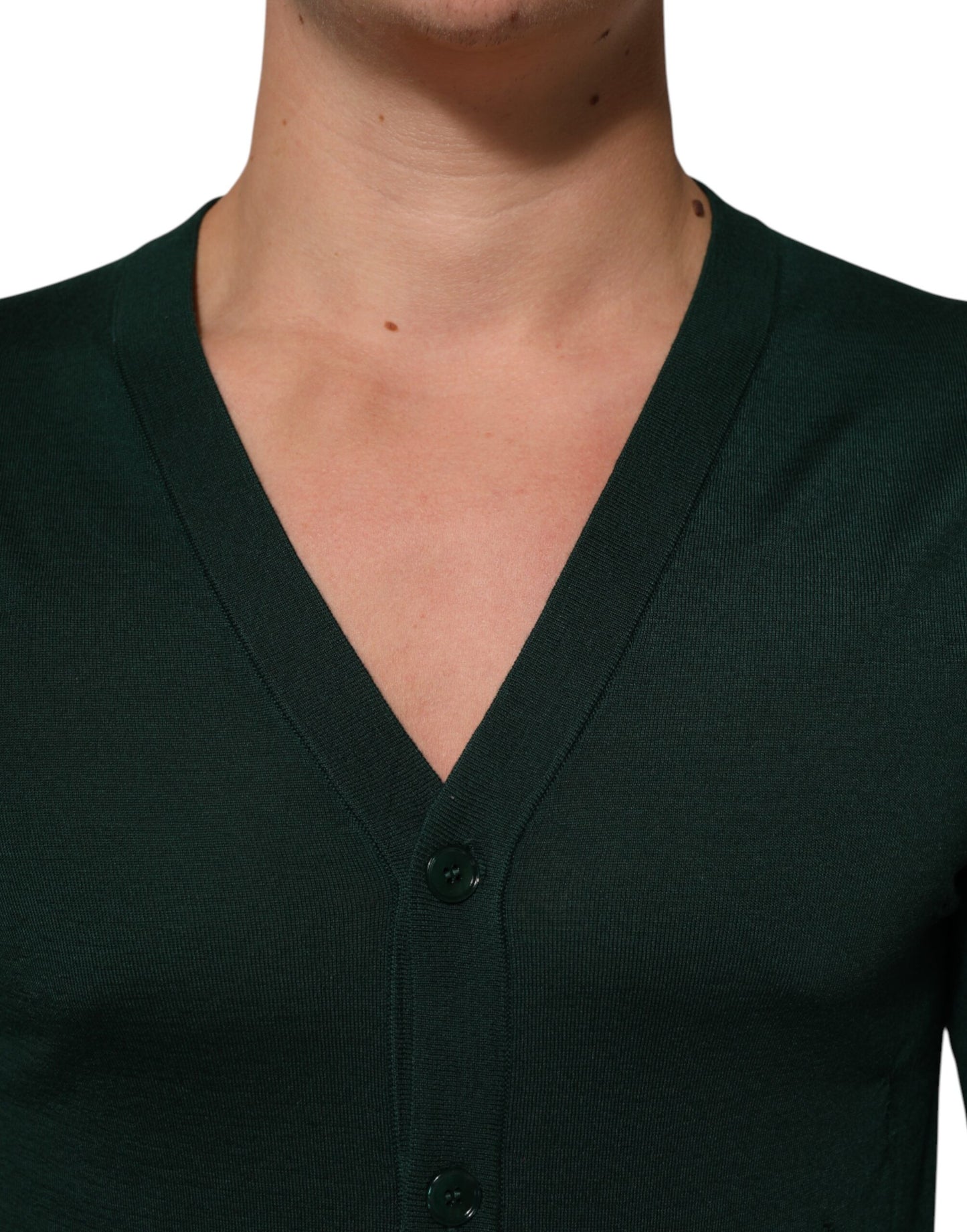 Dolce &amp; Gabbana Dunkelgrüner Button-Down-Cardigan für Herren