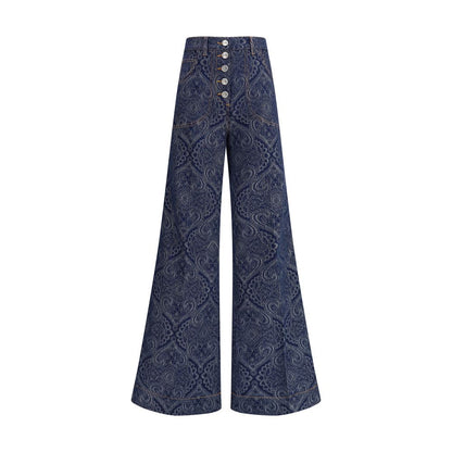 Etro Blaue Baumwoll-Jeans mit ausgestelltem Bein