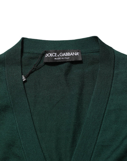 Dolce &amp; Gabbana Dunkelgrüner Button-Down-Cardigan für Herren