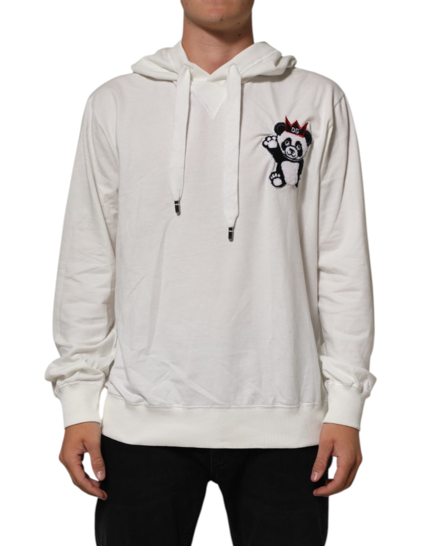 Dolce &amp; Gabbana – Sweatshirt mit Kapuze und Panda-Print aus Baumwolle in Off-White