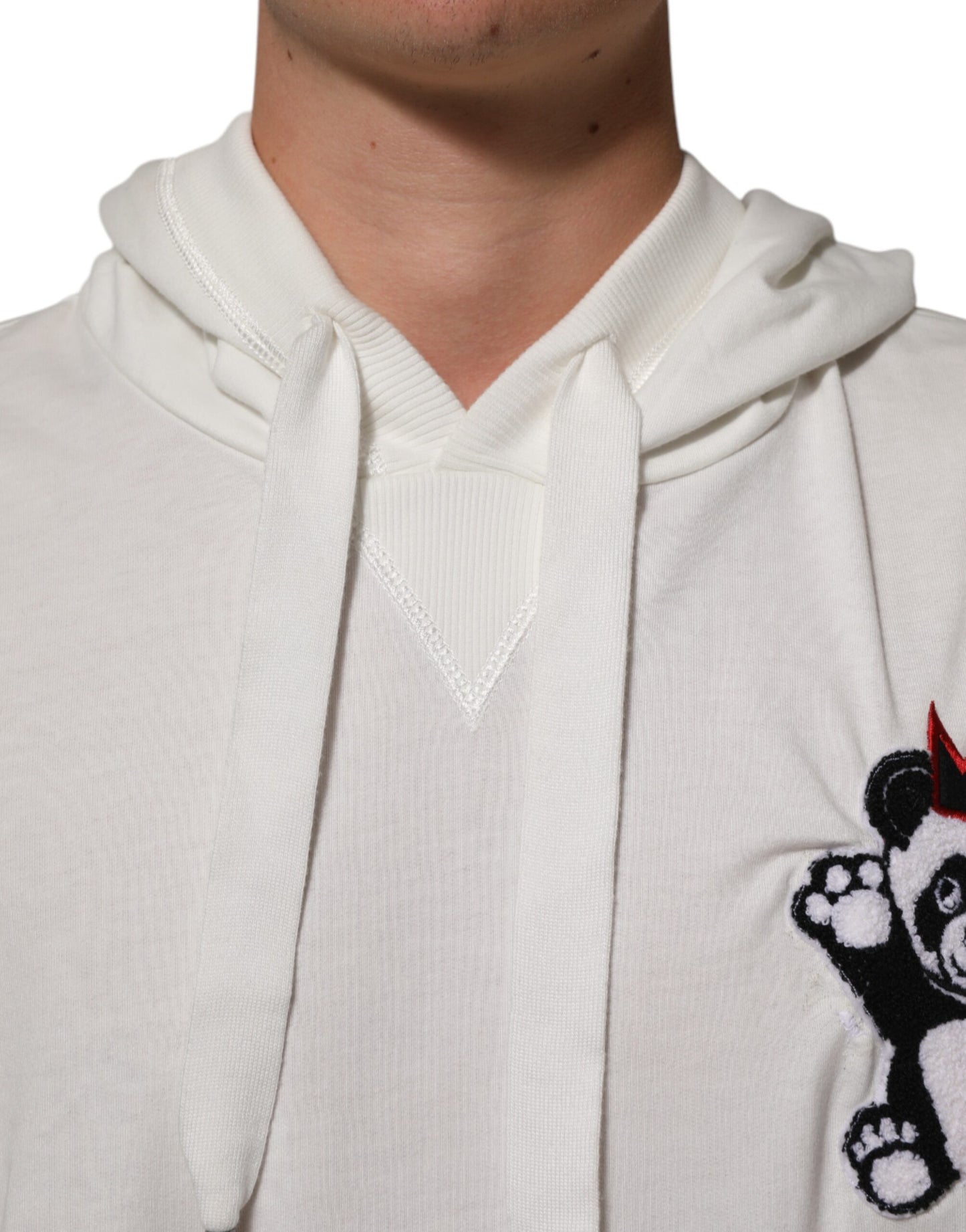 Dolce &amp; Gabbana – Sweatshirt mit Kapuze und Panda-Print aus Baumwolle in Off-White