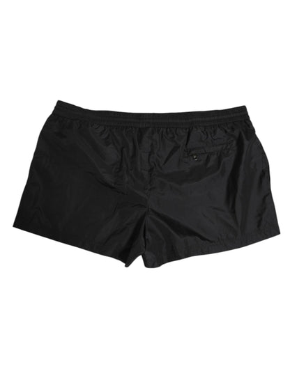 Dolce &amp; Gabbana Schwarze Strandshorts aus Polyester mit Logo