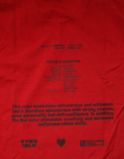 Dolce &amp; Gabbana – Kurzärmliges Baumwoll-T-Shirt mit rotem Logo-Augen-Print