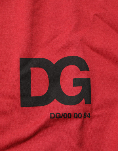 Dolce &amp; Gabbana – Kurzärmliges Baumwoll-T-Shirt mit rotem Logo-Print