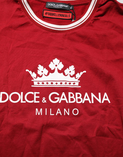 Dolce &amp; Gabbana – Kastanienbraunes T-Shirt aus Baumwolle mit halblangen Ärmeln und LogoCrown