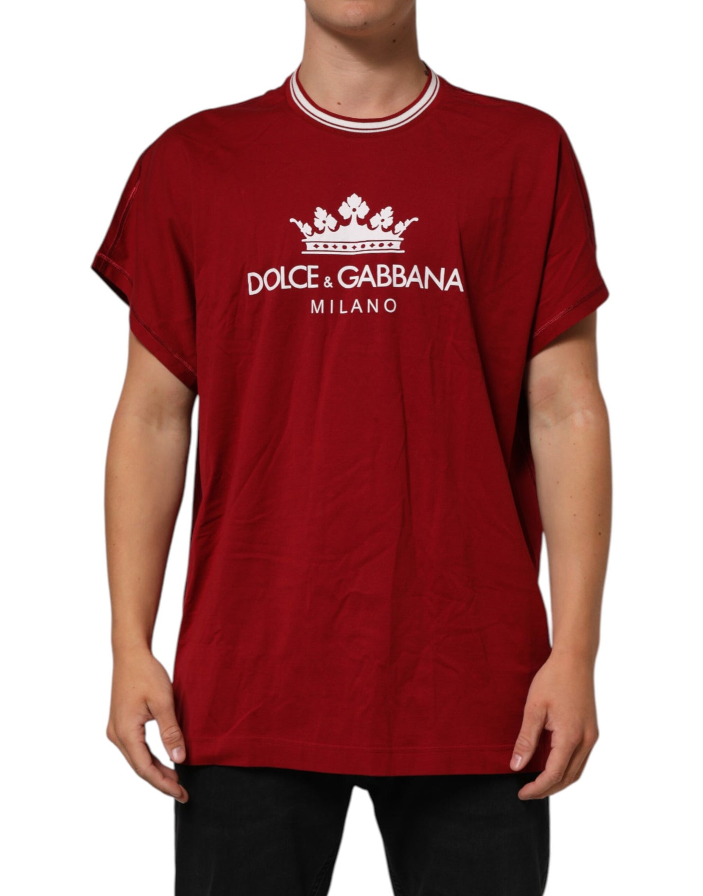 Dolce &amp; Gabbana – Kastanienbraunes T-Shirt aus Baumwolle mit halblangen Ärmeln und LogoCrown